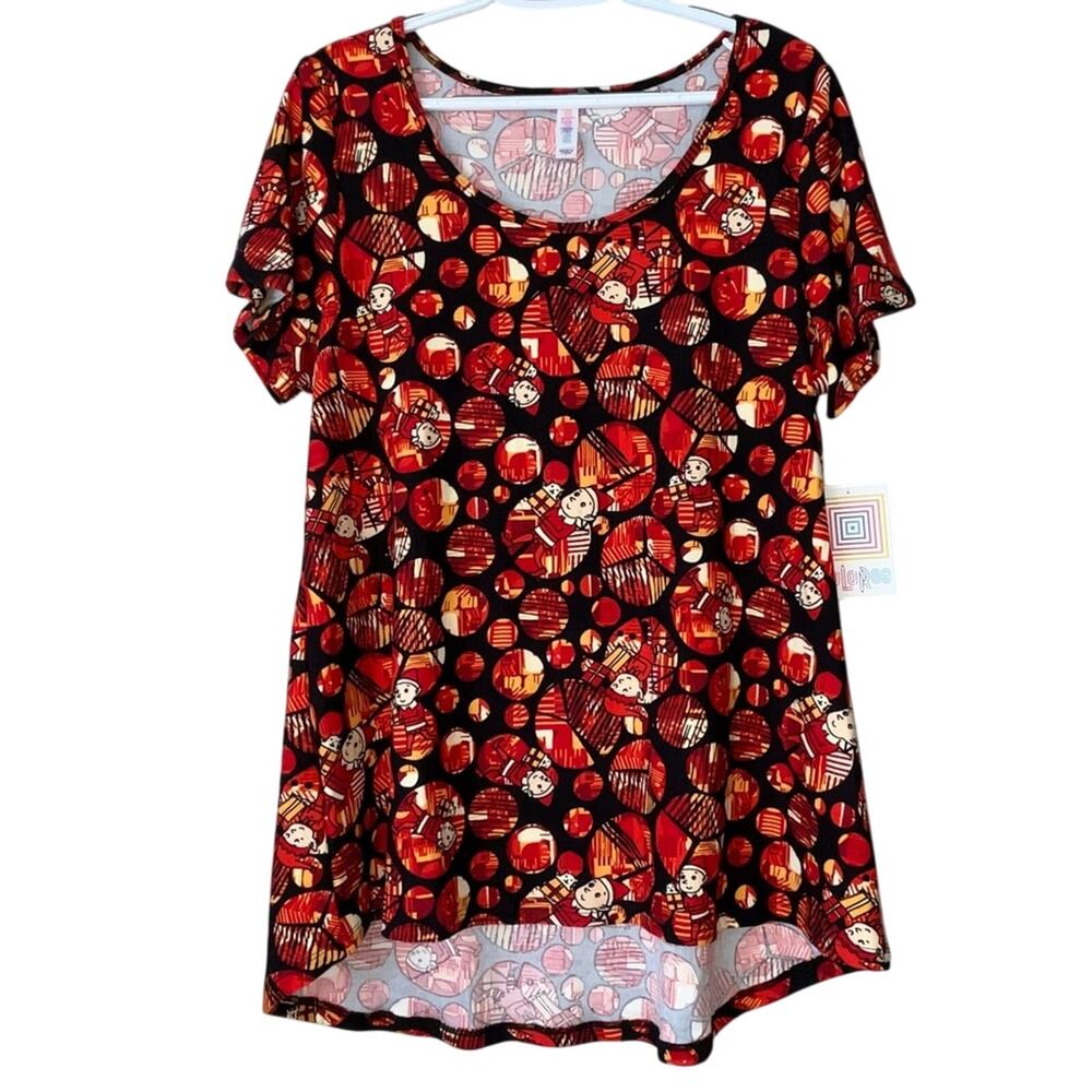 NWT! LuLaRoe Red / Orange Short Sleeve Elf Tee Size Large